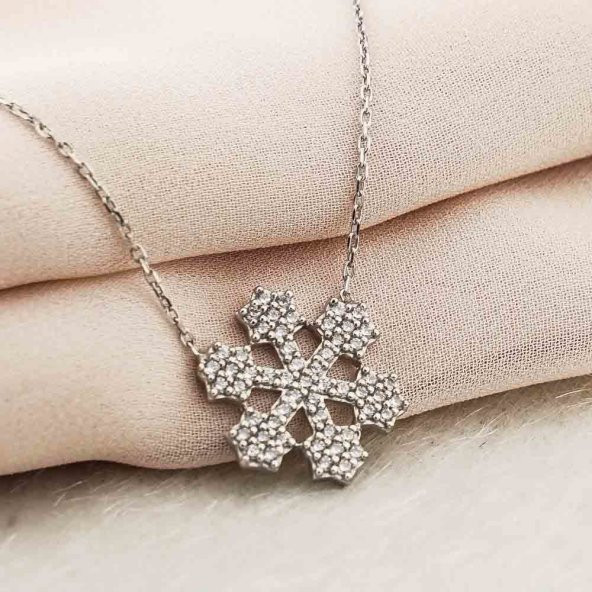 925 Ayar Gümüş Kar Tanesi Gümüş Kolye - Resim 2