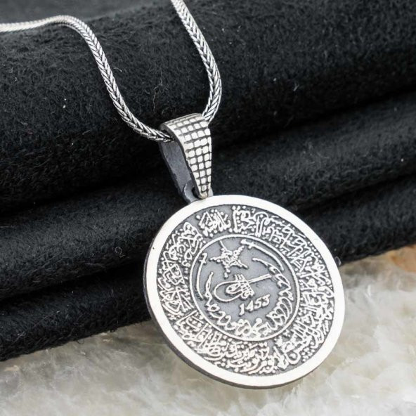 925 Ayar Gümüş Fetih 1453 Gümüş Kolye - Resim 2
