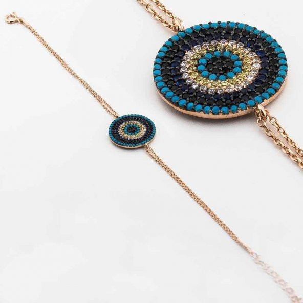 925 Ayar Gümüş Nazar Boncuklu Gümüş Bayan Bileklik - Resim 4