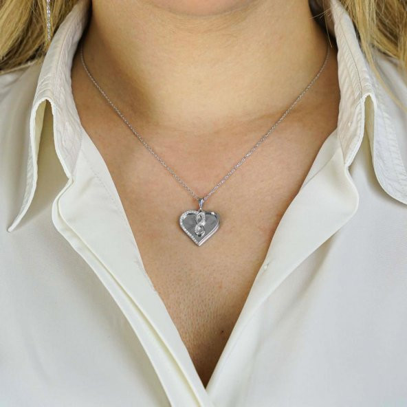 İsim Yazılı Sonsuzluk Kalpli Gümüş Kolye Model 2 - Resim 3