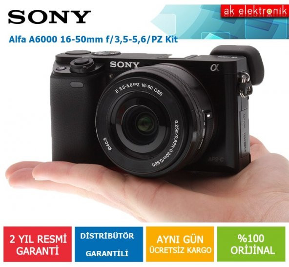 Sony A6000 16-50mm Lensli Aynasız Fotoğraf Makinesi (Siyah)