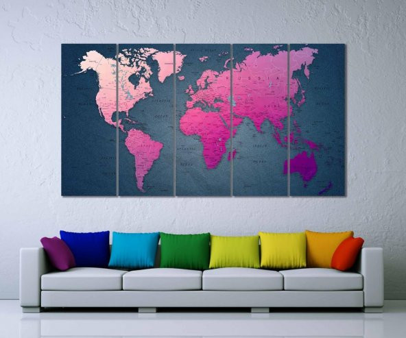 Dünya Haritası Kanvas Tablo
