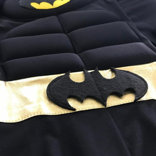 Kaslı Batman Kostümü Çocuk (1-2-3-4-5-6-7-8-9 Yaş arası)+ Maske - 4