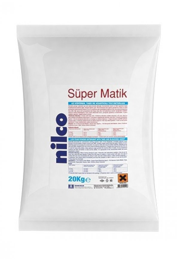 Nilco Süpermatik Ağartıcılı ve TAED Katkılı Toz Deterjan 20 Kg