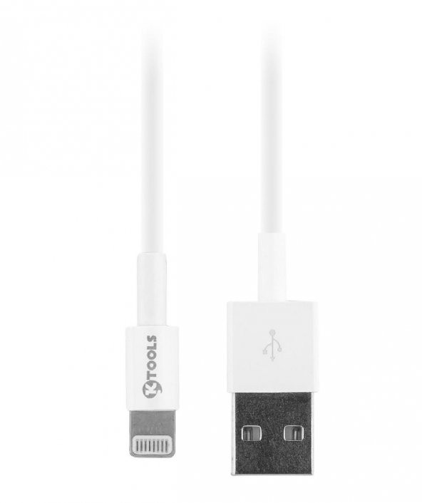 Ktools Lux 2A 1 Metre Beyaz İphone Lightning Data ve Şarj Kablosu