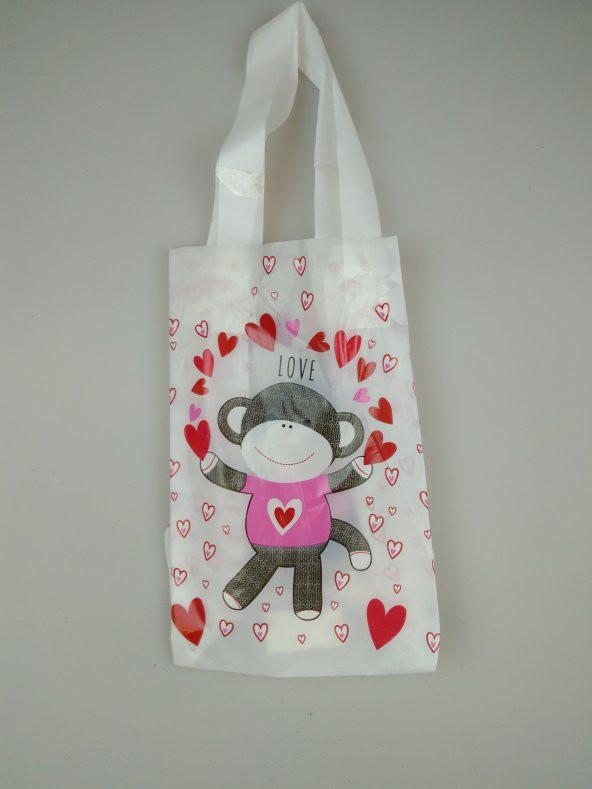HEDİYE ÇANTASI İNCE PLASTİK MAYMUNLU 13CM X 21CM