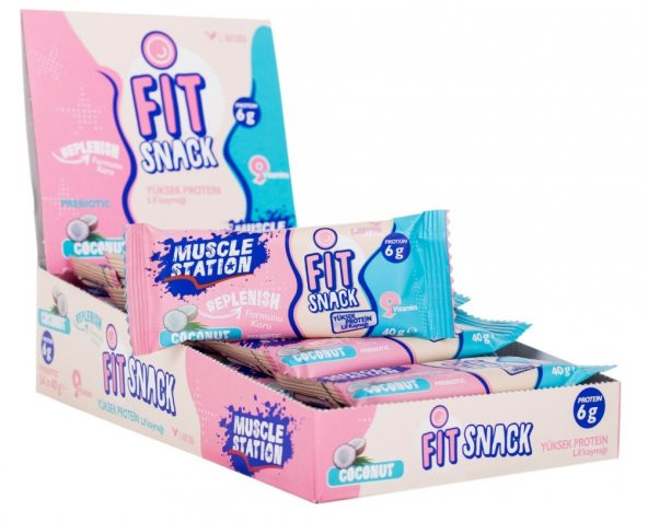 Muscle Station Fit Snack Coconut Protein Bar 40 Gr 24 Adet