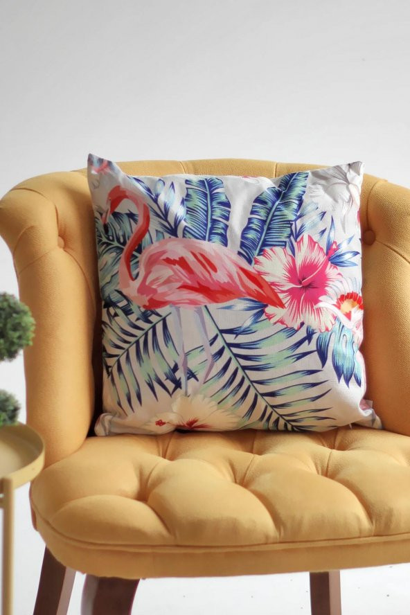 Dekoratif Flamingo baskılı Yastık, içi elyaf dolgu ve çıkabilen