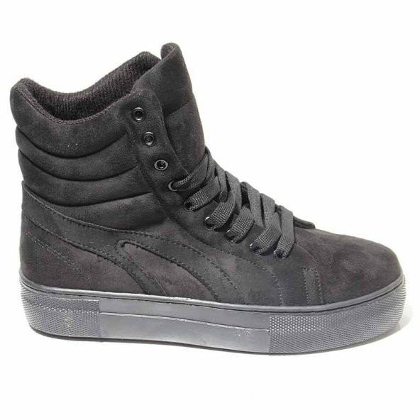 ESİLA  ORTAPEDİK YUMUŞAK  VANS TABAN DİKİŞLİ SİYAH GÜNLÜK KADIN BOT - 1