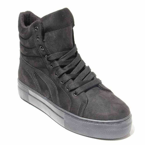 ESİLA  ORTAPEDİK YUMUŞAK  VANS TABAN DİKİŞLİ SİYAH GÜNLÜK KADIN BOT - 2