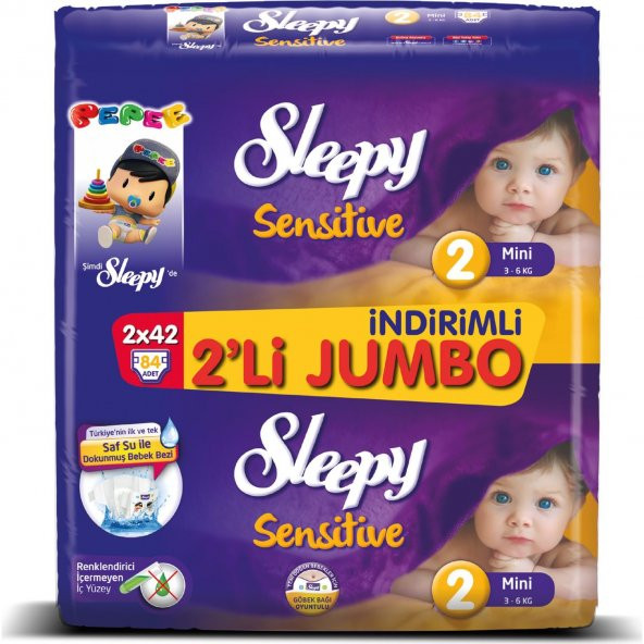 Sleepy 2li Jumbo No:2 3-6Kg 84lü Sensitive Bebek Bezi