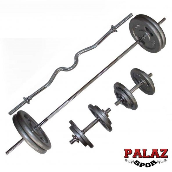 120 KG Demir Dokum Halter Dambıl Set ,Y, 2 Kısa + S 120 CM + 183 CM Barlı