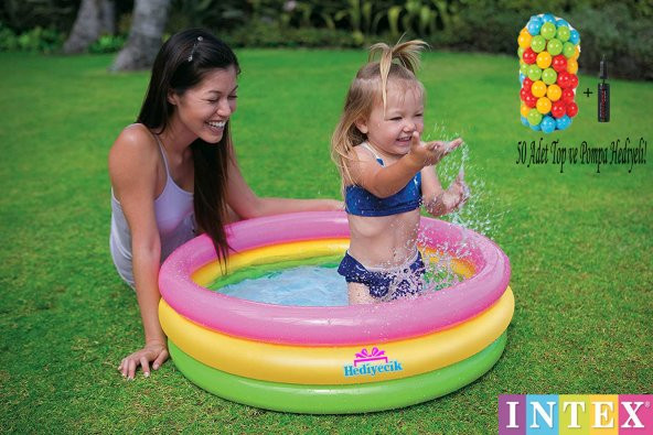 Şişme 3 Boğumlu Yumuşak Taban Bebek Oyun Havuzu Set 85x85x23 Cm Top Ve Pompa Hediye