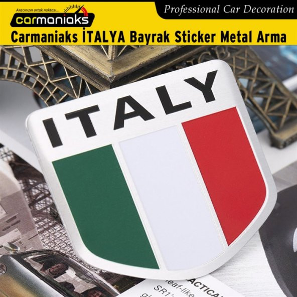 Carmaniaks Italy Bayrak Sticker Metal Çelenk Arma