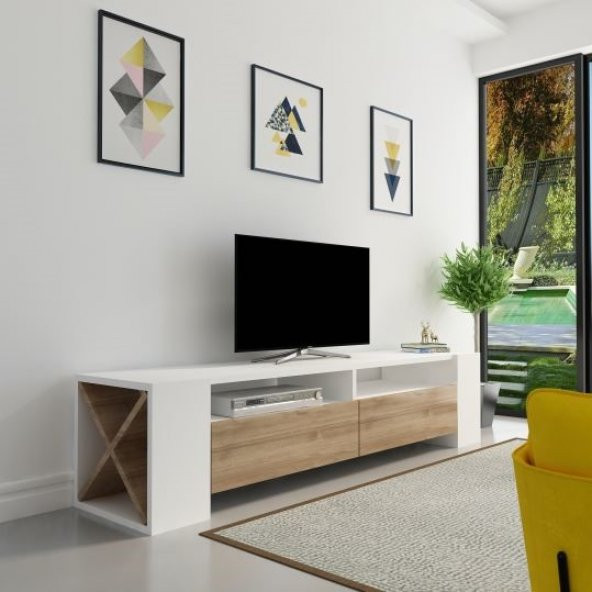 BMdekor TV Ünitesi Sasa BC203 Beyaz Ceviz - 2