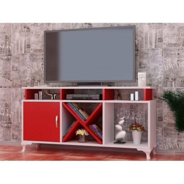 BMdekor TV Ünitesi Kamer Tasarım Beyaz Kırmızı