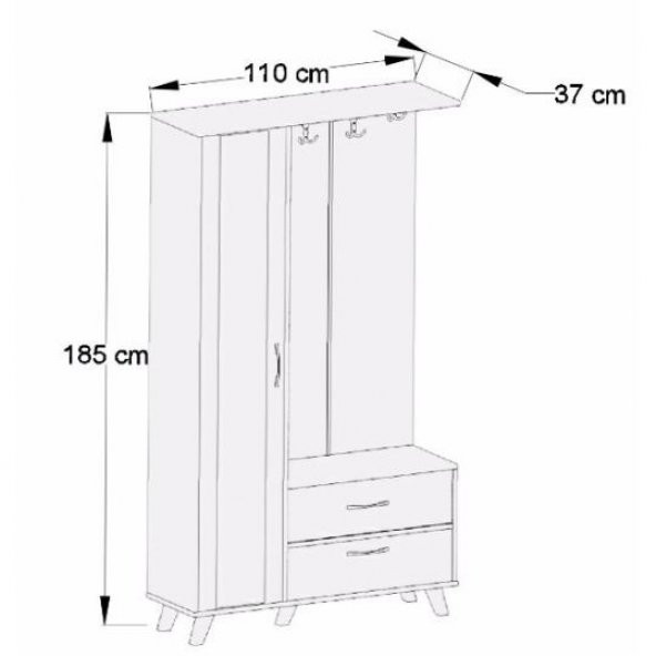 BMdekor Portmanto Ayakkabılık Vestiyer Ceviz Vm -342 - 3