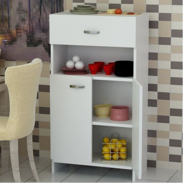 BMdekor Çok Amaçlı Dolap Banyo Mutfak Kiler Hira Beyaz - 3