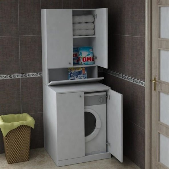 BMdekor Çamaşır Makinesi Dolabı Poyraz Beyaz - 2