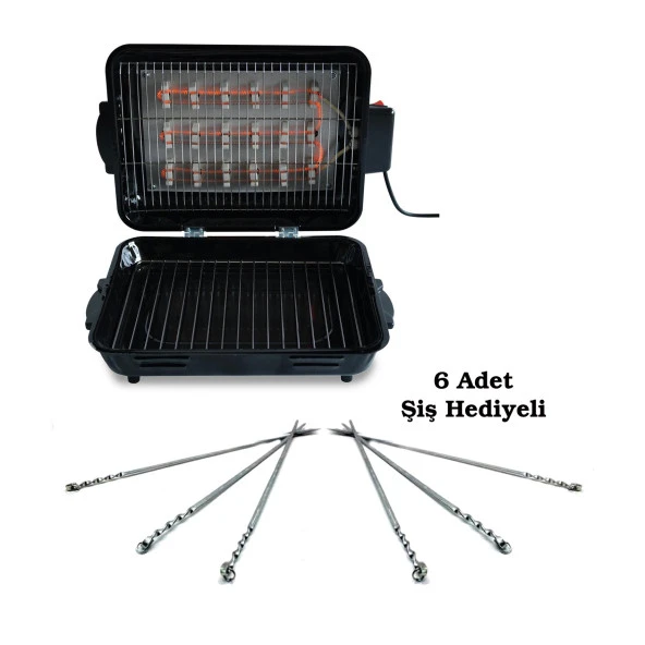 GELİNCİK YMS ELEKTRİKLİ TEL REZİSTANSLI IZGARA MANGAL BARBEKÜ MEGA BOY + 6 ADET ŞİŞ HEDİYELİ