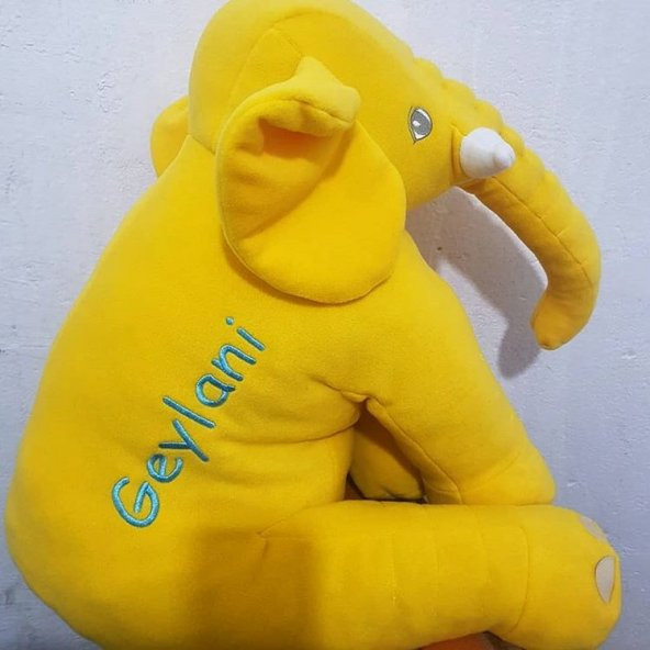 Kişiye Özel İsimli Büyük Uyku Arkadaşı Peluş Fil Pelüş Uyku Fili 60 Cm