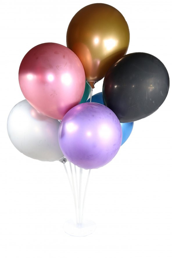 7li Balon Standı ( 7 Renk Krom Metalik Balon Hediye )