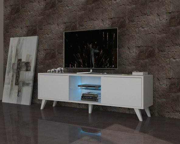 Dmodül Pronto Led Aydınlatmalı Beyaz Tv Ünitesi 150 cm