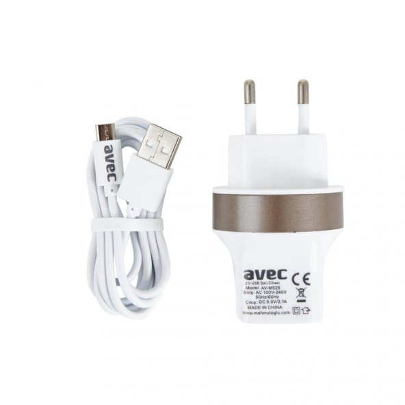 AVEC AV-M525 2.1A USB ŞARJ CİHAZI + AV-W101 MİCRO USB KABLO SETİ