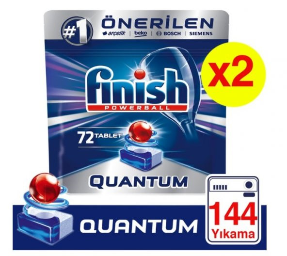 Finish Quantum 72 Adet 2'li Paket Bulaşık Makinesi Tableti 144 Adet