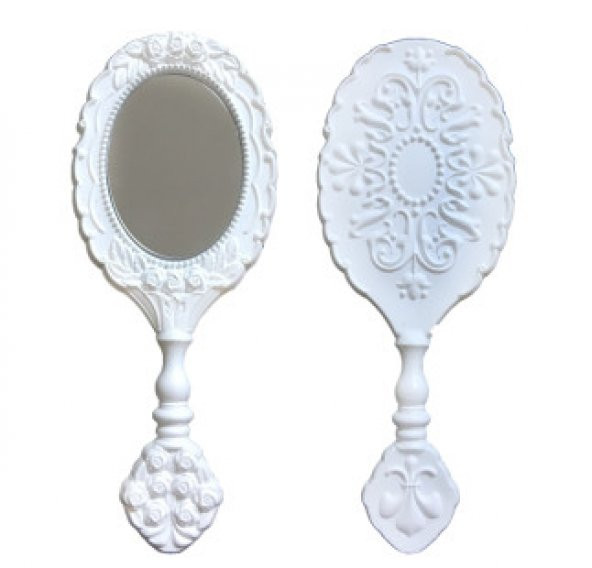 Ayna Güllü Oval Plastik Beyaz 1 Adet