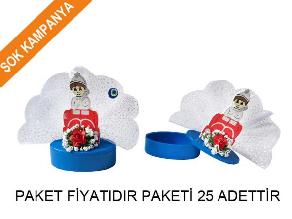 Sünnet Şekeri Süslü Sünnet Çocuğu Kutu Ahşap 25 Adet - 6