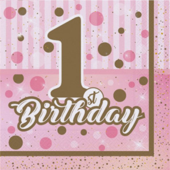 Peçete Pırıltılı Bırth. Pembe 33X33Cm 16 Adet - 2