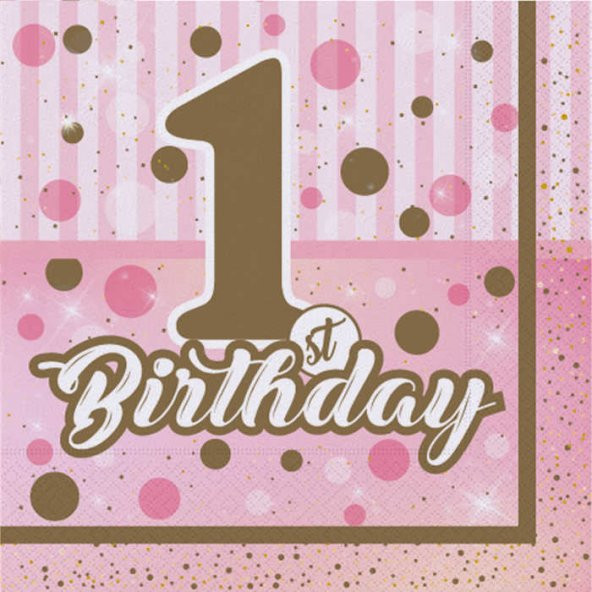 Peçete Pırıltılı Bırth. Pembe 33X33Cm 16 Adet - 3