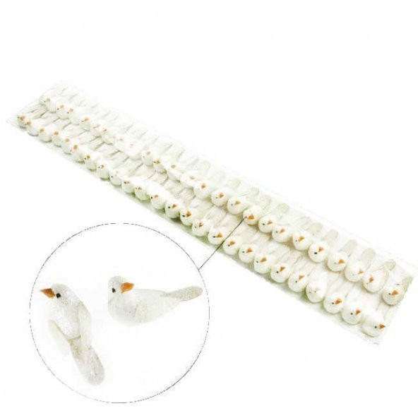 Kuş Minik Simli Beyaz 50 Adet - 4