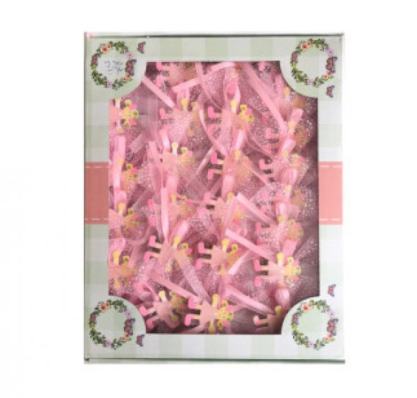 Bebek Şekeri Süslü Çocuk Sticker Ahşap Pembe 50 Adet - 2