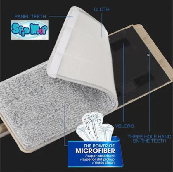 Spin Tablet Mop Temizlik Seti Yer ve Duvar Silici Magic Tablet Mo - 6
