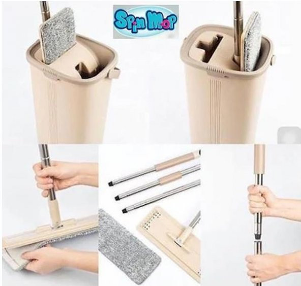 Spin Tablet Mop Temizlik Seti Yer ve Duvar Silici Magic Tablet Mo - 8