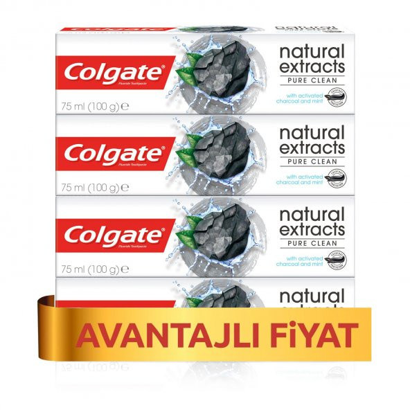 Colgate Natural Extracts Aktif Kömür Karbon Diş Macunu 4 x 75 ml