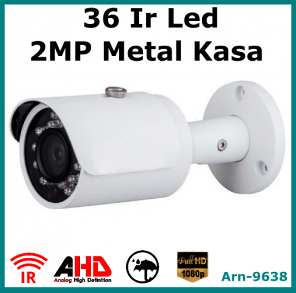 2 MP Full Hd 1080P 36 Led Metal Kasa Güvenlik Kamerası Arna9638