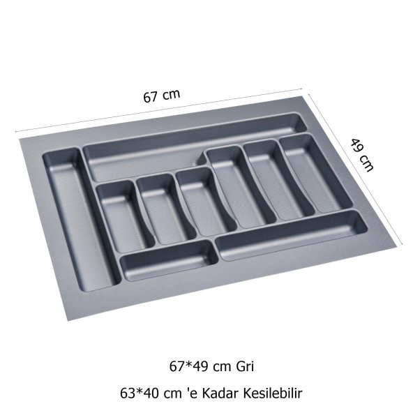 Çekmece İçi Kaşıklık 67 x 49 cm Gri Mutfak Çekmece Düzenleyici - 2