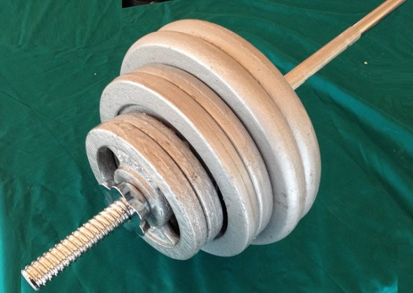 120 KG Demir Dokum Halter Dambıl Set, 2 Kısa + 160 CM Barlı - 9