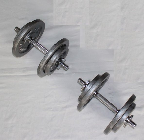 120 KG Demir Dokum Halter Dambıl Set, 2 Kısa + 160 CM Barlı - 18
