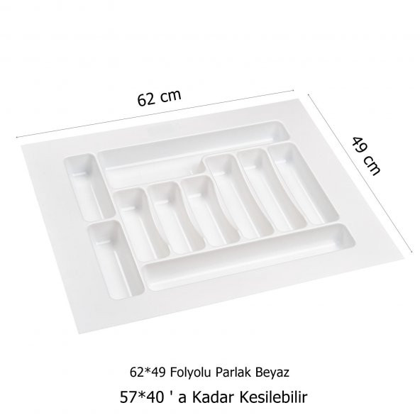 Çekmece İçi Kaşıklık 62 x 49 cm Gri Mutfak Çekmece Düzenleyici - 3