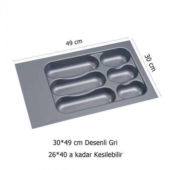 Çekmece içi Kaşıklık 30 x 49 cm Gri Mutfak Çekmece Düzenleyici - 2