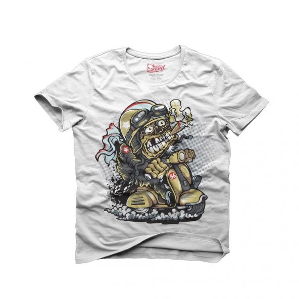 Tshirthane Scooter Smoker Zombie Beyaz Tişört Erkek Tshirt