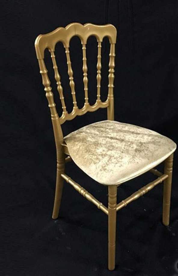Napolyon Plastik Altın Renk Sandalye 4 Lü Set