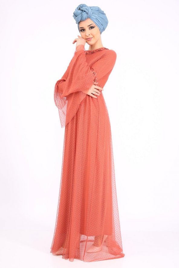 PUANE Kadın Kiremit Elbise - 4