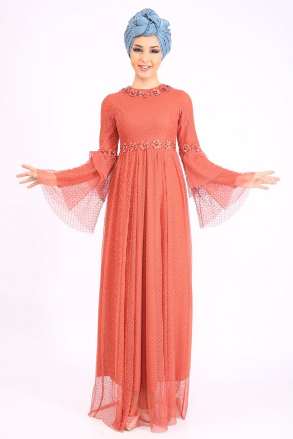 PUANE Kadın Kiremit Elbise - 5