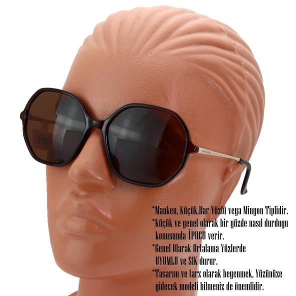 Daniel Klein Polarize Bayan Güneş Gözlüğü İri Model Altıgen Çerçeve - 12