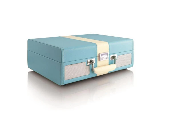 Lenco Classic Phono TT-33 Ahşap Deri Kaplı Pikap Mavi Plak Çalar - 3